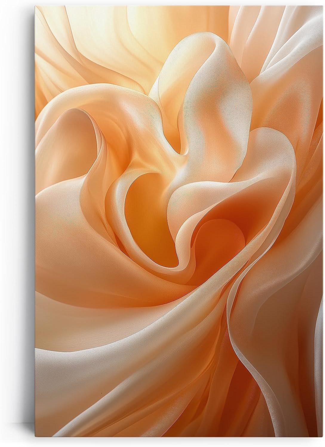 Paul Sinus 60x90cm Wandbild Fließende Blütenseide in Apricot – Sinnliche Wandkunst mit floraler Tiefe Blume