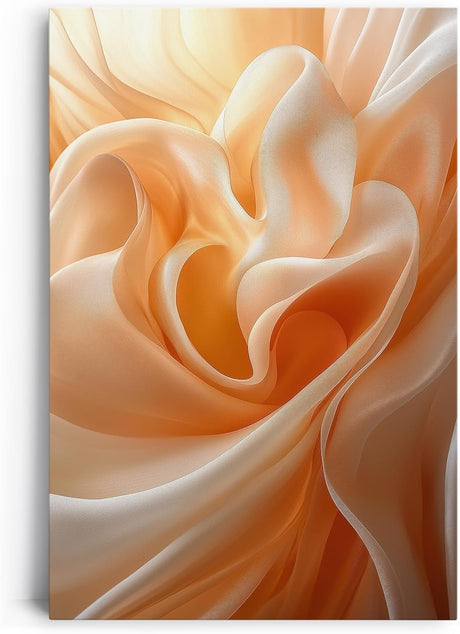 Paul Sinus 60x90cm Wandbild Fließende Blütenseide in Apricot – Sinnliche Wandkunst mit floraler Tiefe Blume