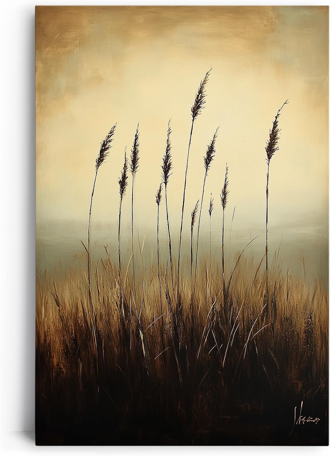Paul Sinus 60x90cm Wandbild Gräser im Abendlicht – Naturstille in warmem Licht mit floraler Blume