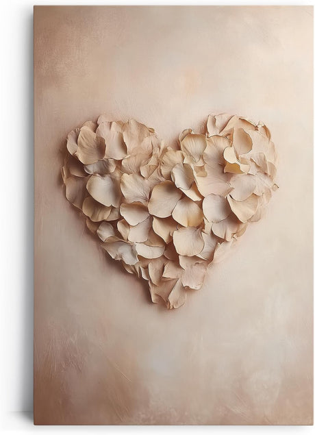 Paul Sinus 60x90cm Wandbild Herz aus Rosenblättern – Romantische Wandpoesie mit natürlicher Blume