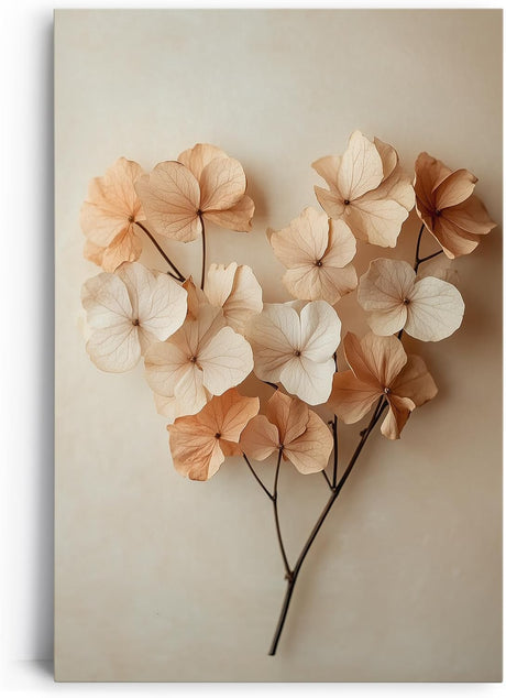 Paul Sinus 60x90cm Wandbild Herz der Natur – Zarte Blattpoesie in Beige als florales Kunstwerk Blume