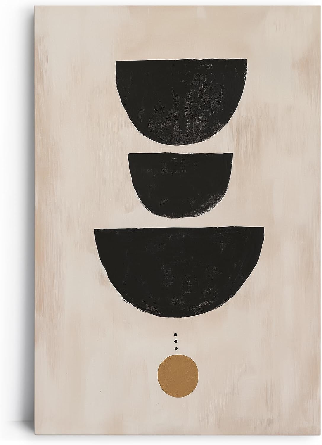 Paul Sinus 60x90cm Wandbild, Ikonisches Design in Fokusgeometrie – Abstrakte Halbkreise auf Leinwand mit Goldakzent