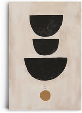 Paul Sinus 60x90cm Wandbild, Ikonisches Design in Fokusgeometrie – Abstrakte Halbkreise auf Leinwand mit Goldakzent