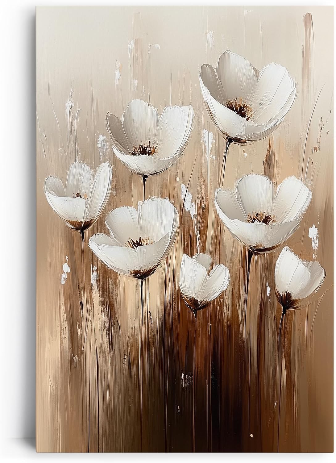 Paul Sinus 60x90cm Wandbild Kraft der Blüten in Beige Braun – Ausdrucksstarke Naturkunst mit floralem Flair Blume