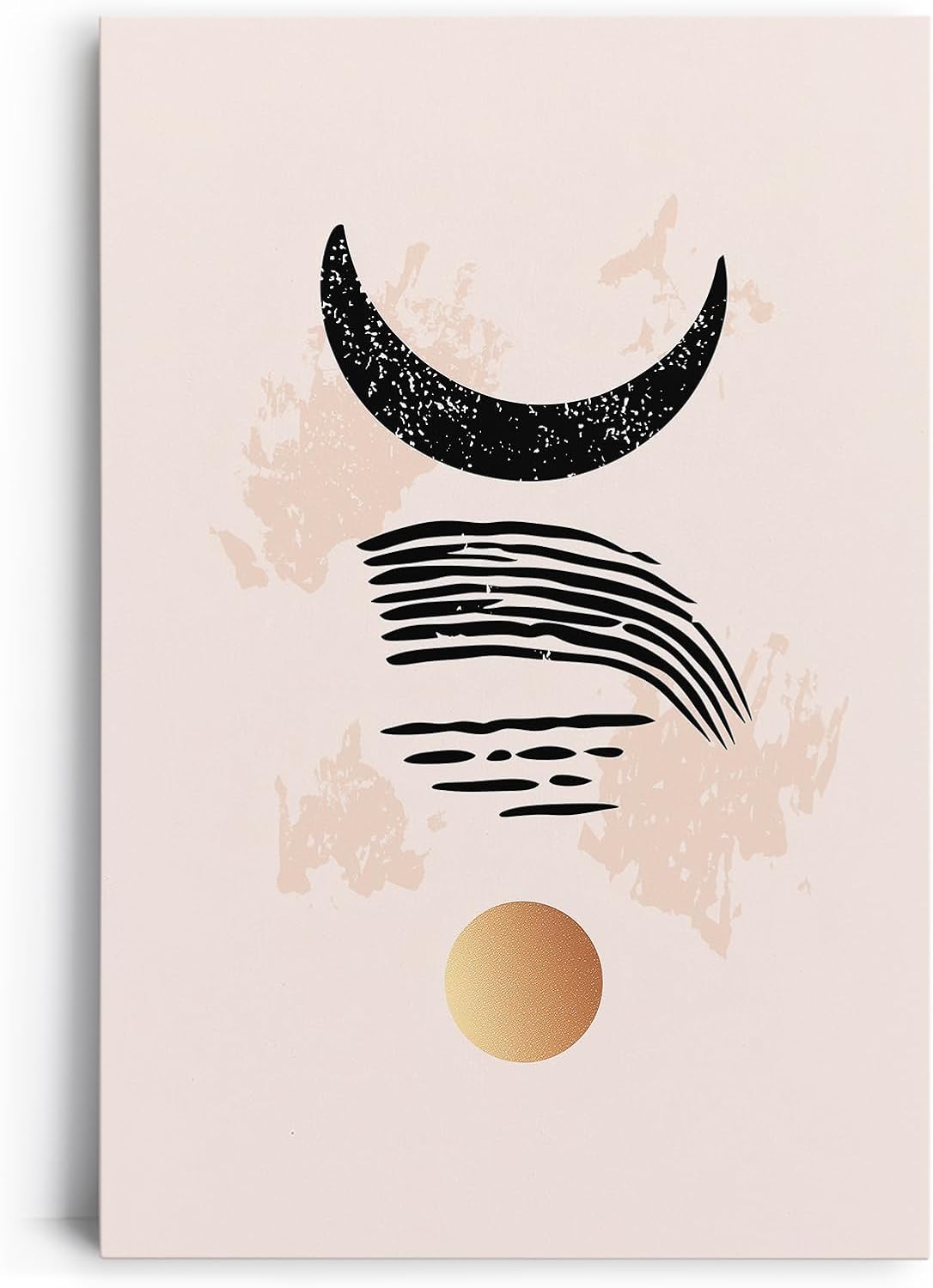Paul Sinus 60x90cm Wandbild, Magische Komposition in Fokusgeometrie – Halbmond, Linien und Goldpunkt als Symbolik