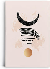 Paul Sinus 60x90cm Wandbild, Magische Komposition in Fokusgeometrie – Halbmond, Linien und Goldpunkt als Symbolik