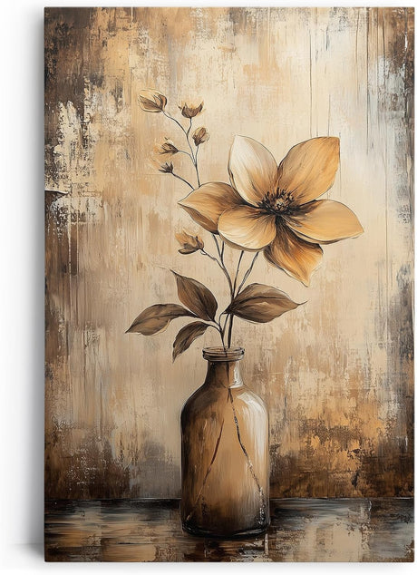 Paul Sinus 60x90cm Wandbild Poesie der Blüte – Vintage-Flair und florale Eleganz in Braun als stilvolles Naturmotiv mit Tiefe