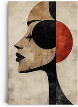Paul Sinus 60x90cm Wandbild Red Harmony – Abstraktes Frauenprofil in kraftvoller Komposition auf Leinwand Holzrahmen