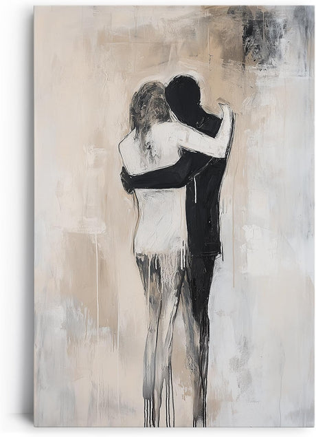 Paul Sinus 60x90cm Wandbild Tiefe Berührung – Emotionales Fokuskunstwerk inniger Umarmung auf Leinwand und Holzrahmen