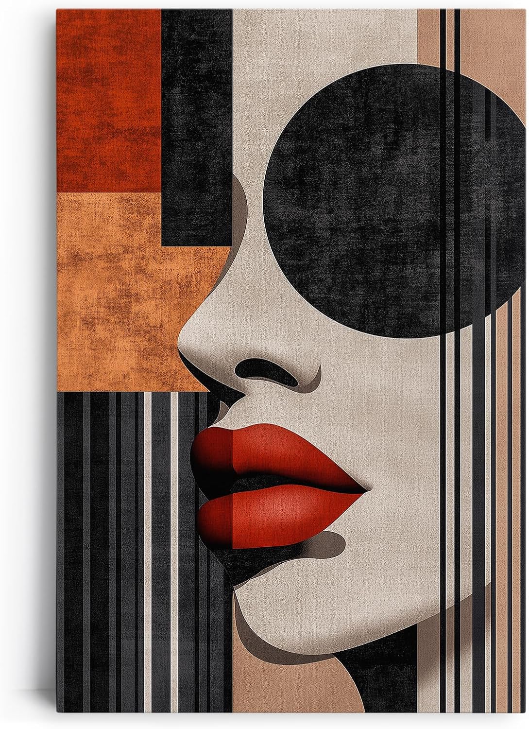 Paul Sinus 60x90cm Wandbild Urban Glamour – Abstraktes Frauenporträt in kraftvoller Form auf Leinwand Holzrahmen