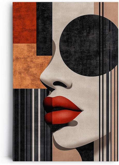 Paul Sinus 60x90cm Wandbild Urban Glamour – Abstraktes Frauenporträt in kraftvoller Form auf Leinwand Holzrahmen