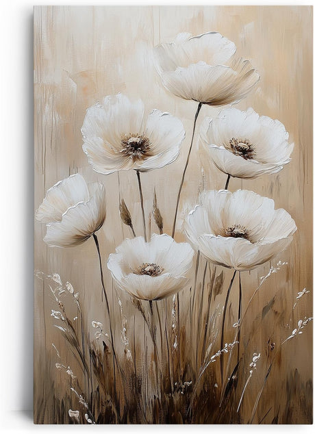 Paul Sinus 60x90cm Wandbild Zarte Blütenpoesie in Beige – Stilvolle Naturharmonie mit floraler Eleganz Blume