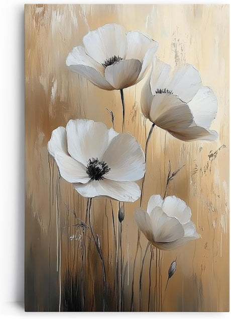 Paul Sinus 60x90cm Wandbild Zeitlose Blüten in Beige – Elegante Naturkunst mit stilvoller Blume