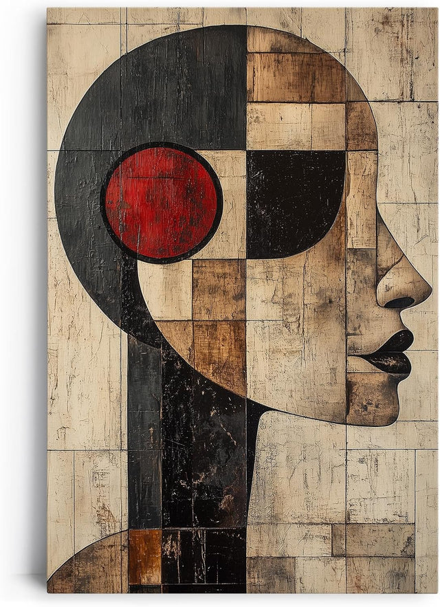 Paul Sinus 60x90cm Wandbild Zeitloser Blick – Modernes Kopfporträt als abstrakte Kunst auf Leinwand Holzrahmen