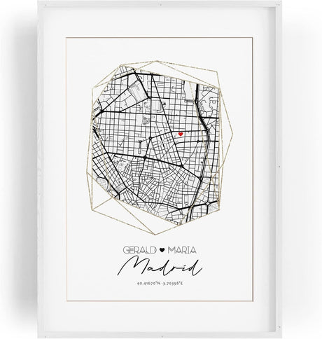 Paul Sinus Bilderrahmen anpassbar mit deinen GPS Koordinaten und Namen. 30cm x 42cm Holz Wechselrahmen mit Glas und Passepartout. Einzigartiges Geschenk. (ohne Rahmen)