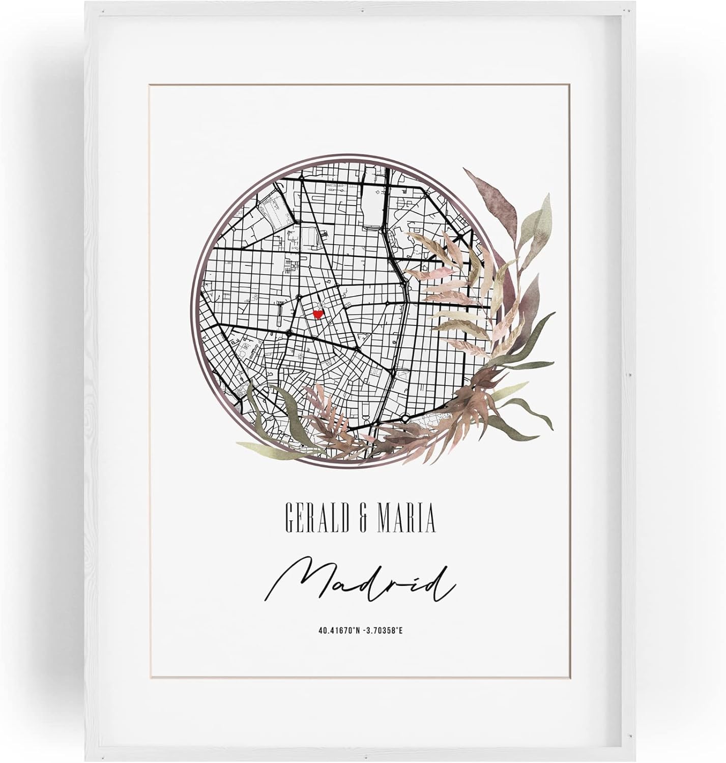 Paul Sinus Bilderrahmen anpassbar mit deinen GPS Koordinaten und Namen. 30cm x 42cm Holz Wechselrahmen mit Glas und Passepartout. Individuelles Geschenk. (ohne Rahmen)