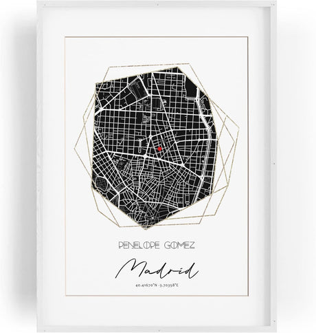 Paul Sinus Bilderrahmen einzigartig mit deinen GPS Koordinaten und Namen. 30cm x 42cm Holz Wechselrahmen mit Glas. personalisiertes Geschenk. (ohne Rahmen)