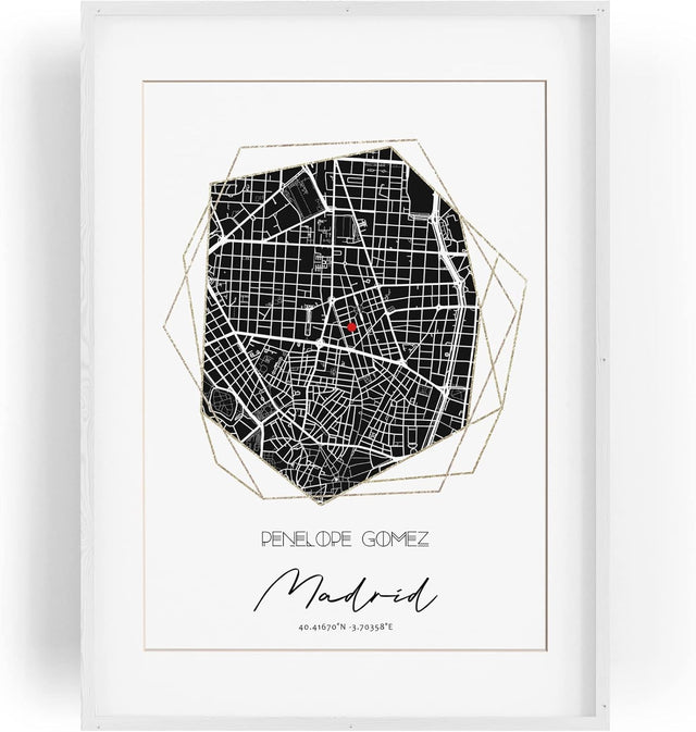 Paul Sinus Bilderrahmen einzigartig mit deinen GPS Koordinaten und Namen. 30cm x 42cm Holz Wechselrahmen mit Glas. personalisiertes Geschenk. (ohne Rahmen)