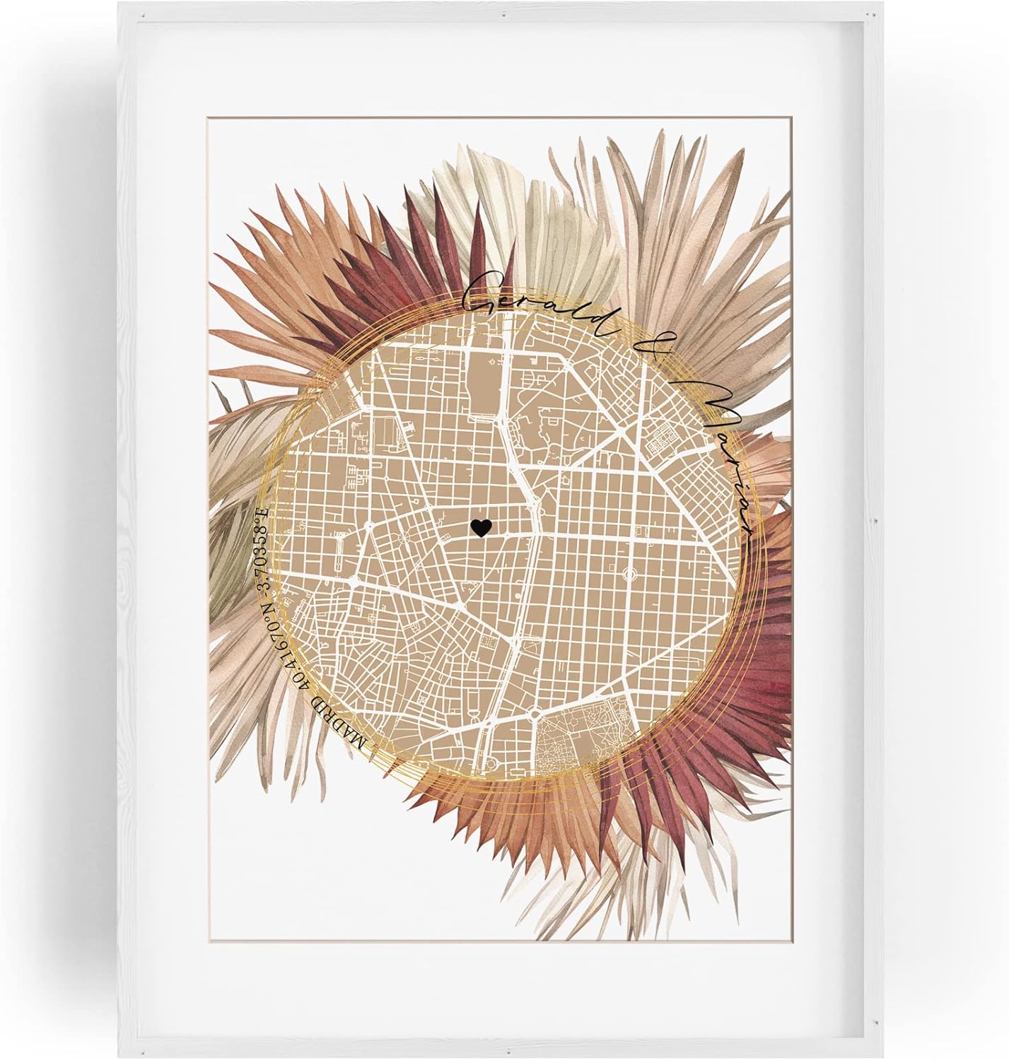 Paul Sinus Bilderrahmen personalisiert mit deinen GPS Koordinaten und Namen. 30cm x 42cm Holz Wechselrahmen mit Glas. Individuelles Geschenk. (ohne Rahmen)