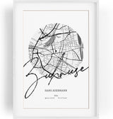 Paul Sinus Bilderrahmen personalisierter Stadtplan mit deinen GPS Koordinaten und Namen. 30cm x 42cm Holz Wechselrahmen mit Glas und Passepartout. Moderne Geschenkidee zum Geburtstag (ohne Rahmen)