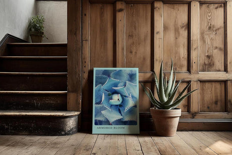 Paul Sinus Kunstdruck 40x60cm Agave Naturstruktur stachelig Pflanze Makro blau Armored Bloom