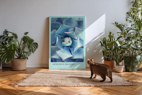 Paul Sinus Kunstdruck 40x60cm Agave Naturstruktur stachelig Pflanze Makro blau Armored Bloom