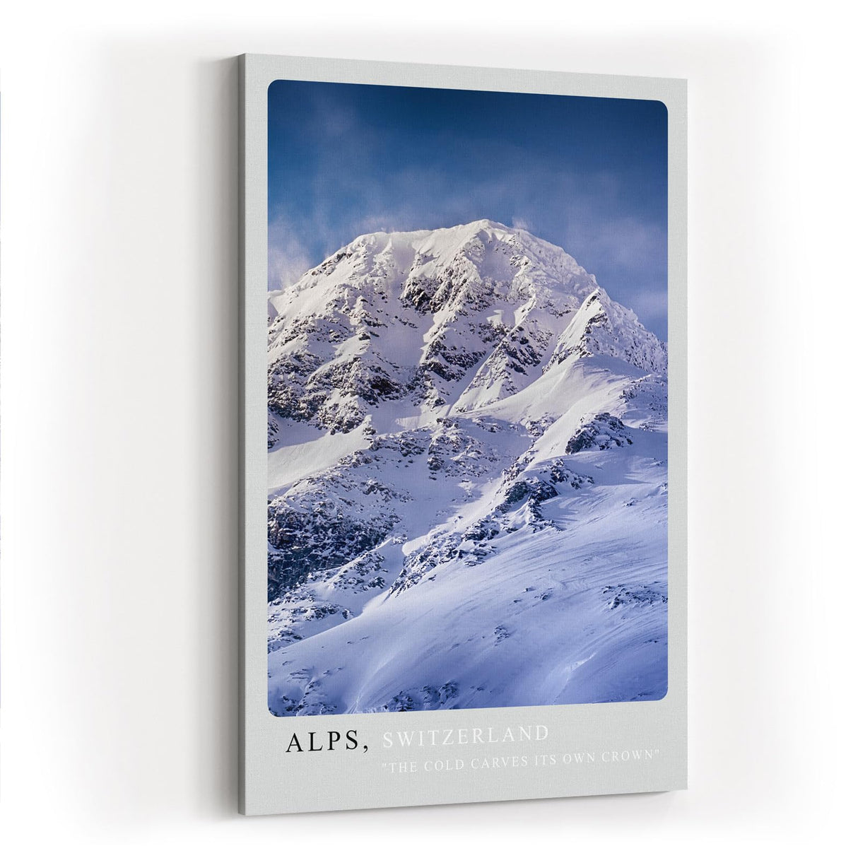 Paul Sinus Kunstdruck 40x60cm Alpenpanorama Schweiz verschneiter Berggipfel bei klarem Himmel