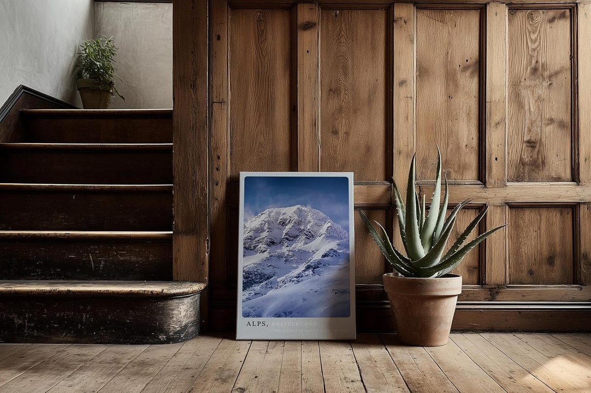 Paul Sinus Kunstdruck 40x60cm Alpenpanorama Schweiz verschneiter Berggipfel bei klarem Himmel