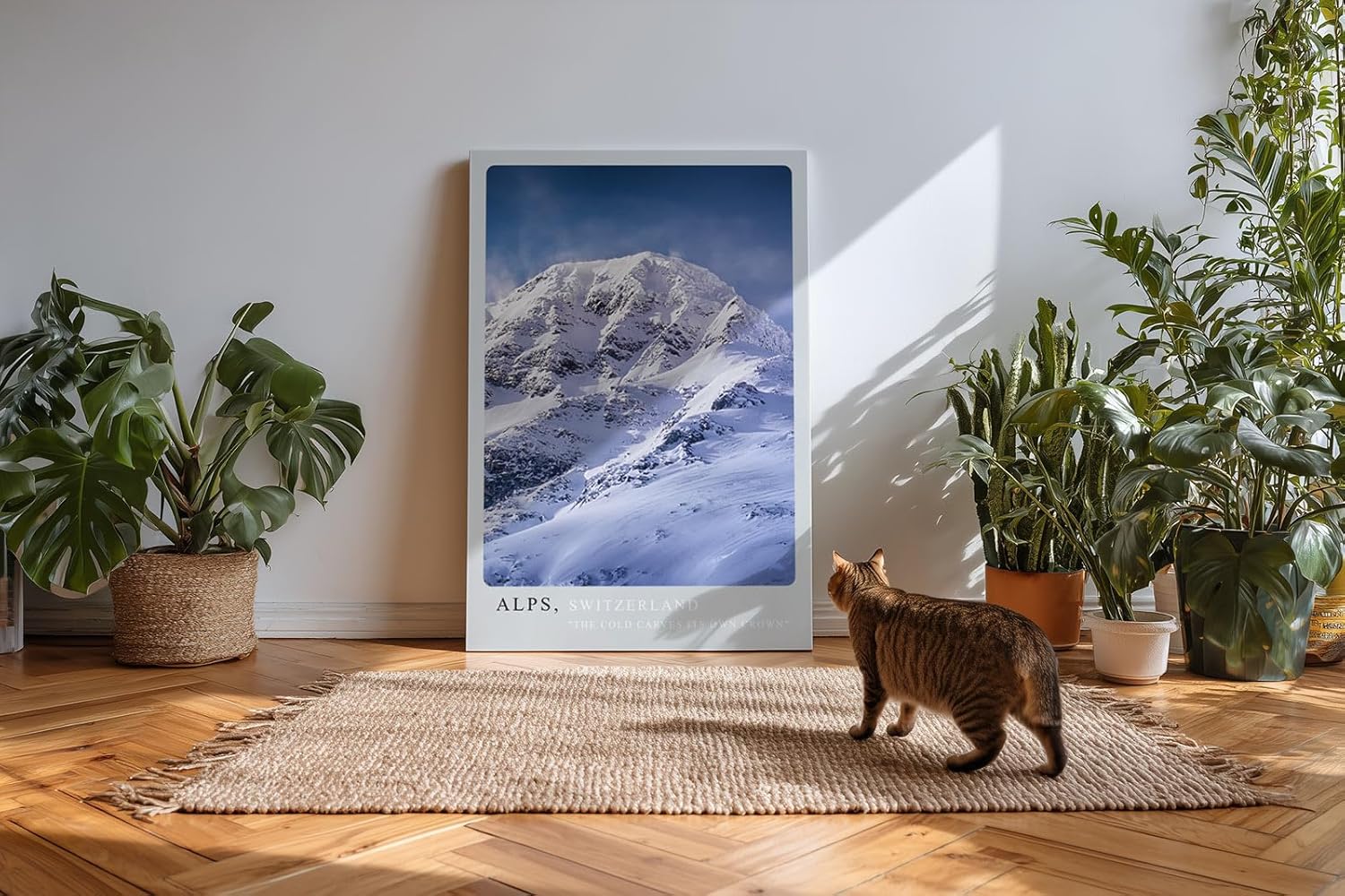 Paul Sinus Kunstdruck 40x60cm Alpenpanorama Schweiz verschneiter Berggipfel bei klarem Himmel