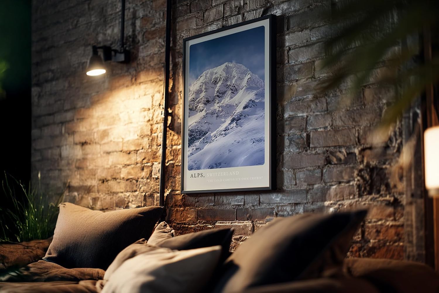 Paul Sinus Kunstdruck 40x60cm Alpenpanorama Schweiz verschneiter Berggipfel bei klarem Himmel