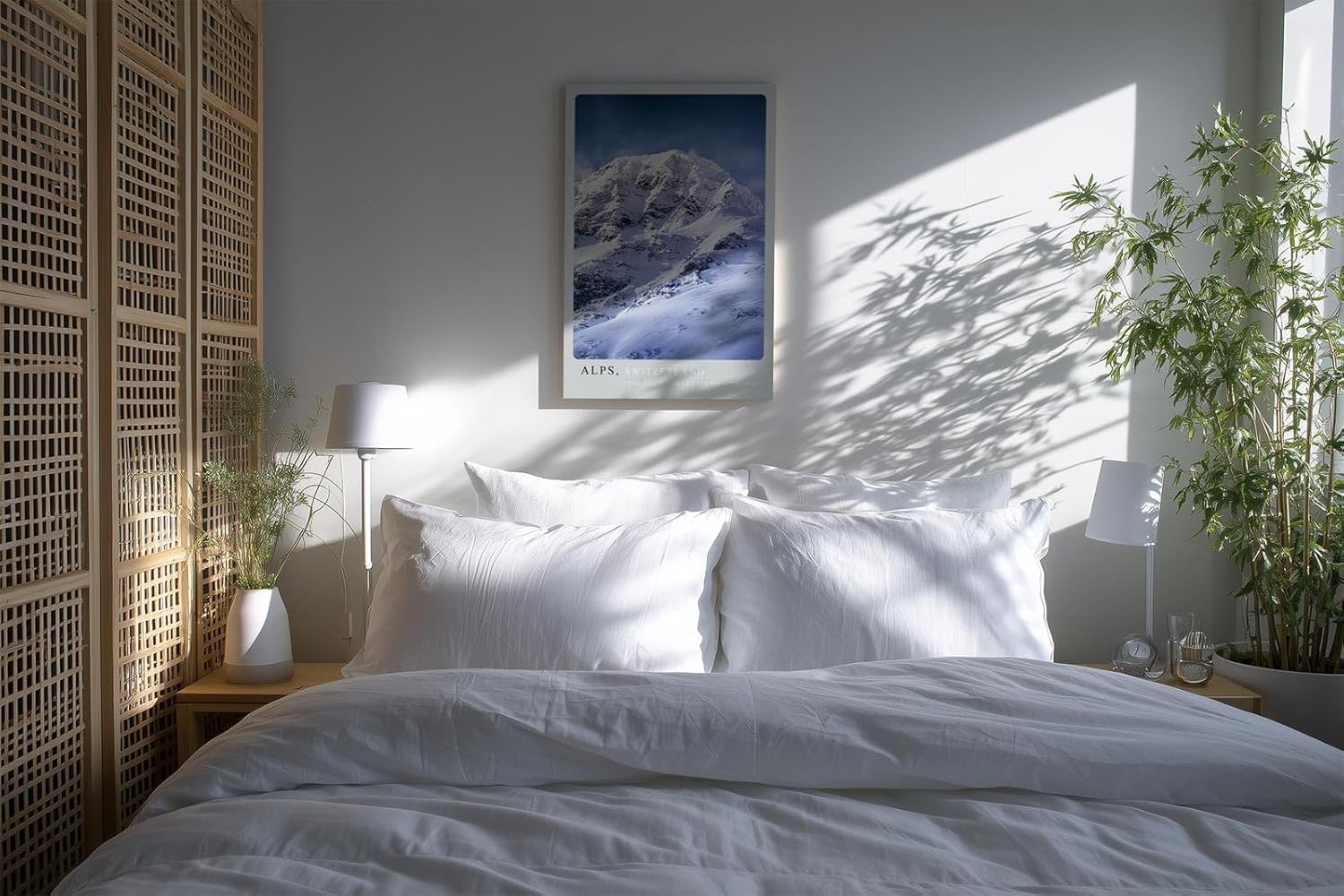 Paul Sinus Kunstdruck 40x60cm Alpenpanorama Schweiz verschneiter Berggipfel bei klarem Himmel