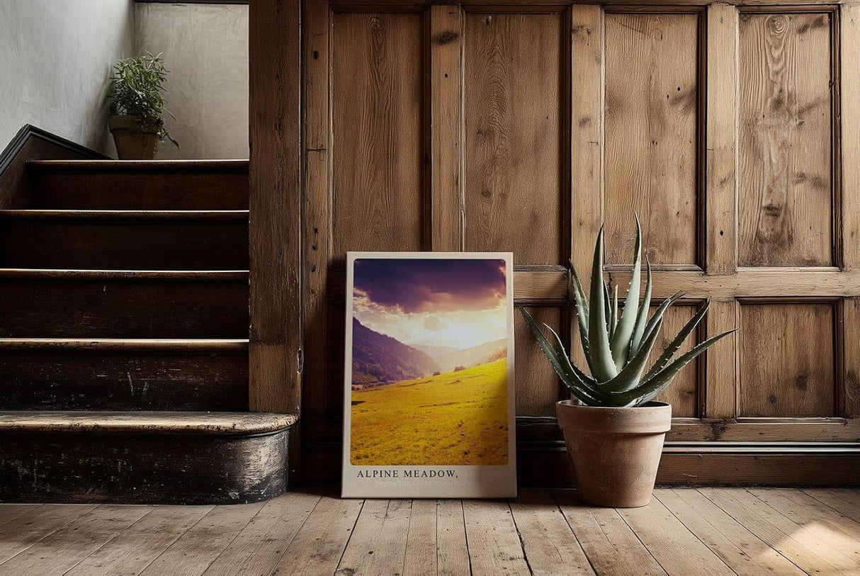 Paul Sinus Kunstdruck 40x60cm Alpine Meadow – goldene Bergwiese in abendlichem Licht in Österreich