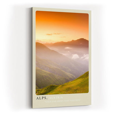 Paul Sinus Kunstdruck 40x60cm Alps – österreichisches Bergpanorama im goldenen Licht der Dämmerung