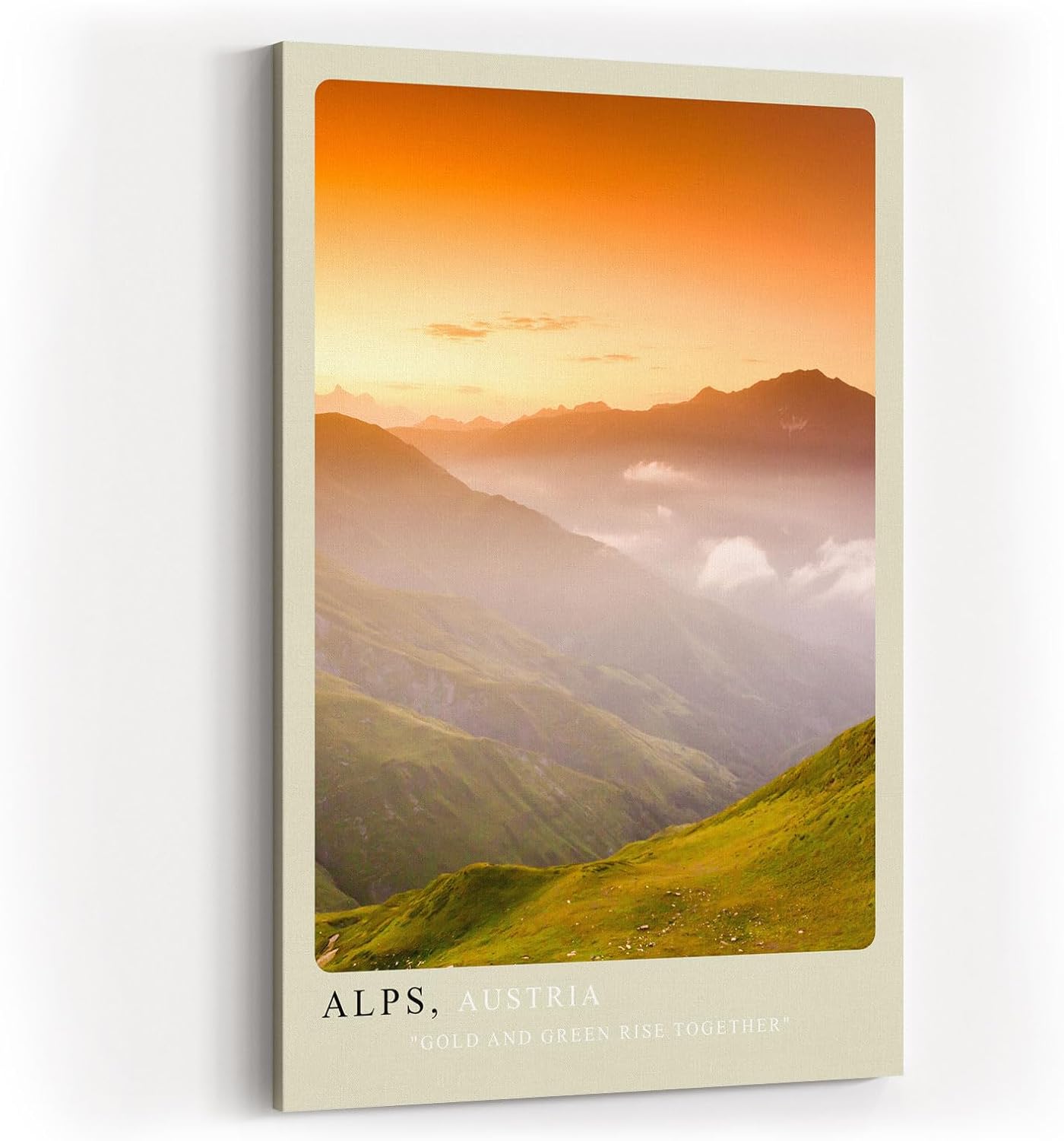 Paul Sinus Kunstdruck 40x60cm Alps – österreichisches Bergpanorama im goldenen Licht der Dämmerung