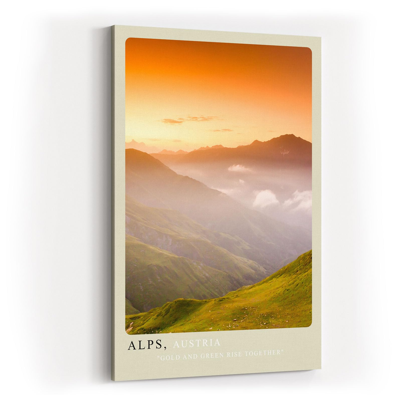 Paul Sinus Kunstdruck 40x60cm Alps – österreichisches Bergpanorama im goldenen Licht der Dämmerung