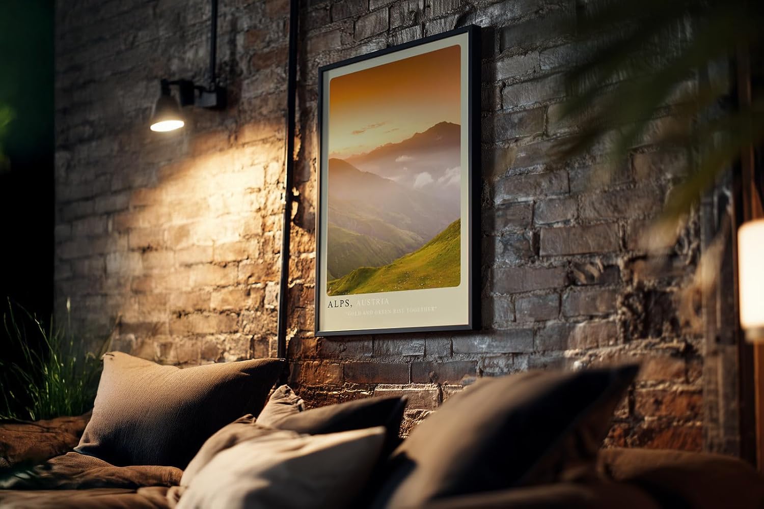 Paul Sinus Kunstdruck 40x60cm Alps – österreichisches Bergpanorama im goldenen Licht der Dämmerung