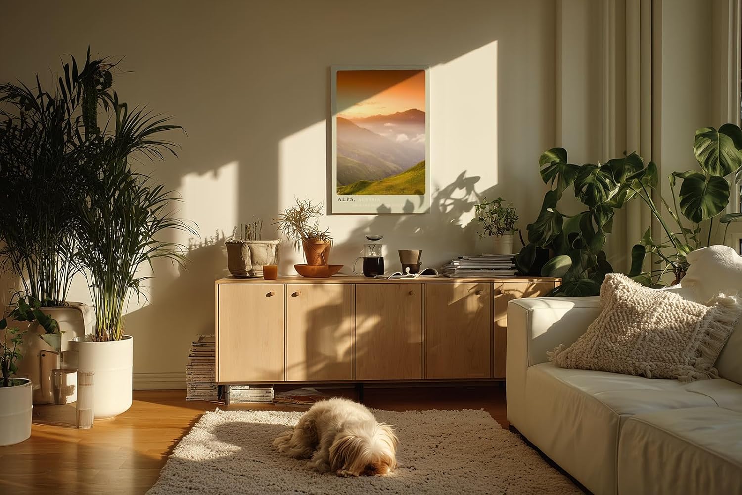 Paul Sinus Kunstdruck 40x60cm Alps – österreichisches Bergpanorama im goldenen Licht der Dämmerung