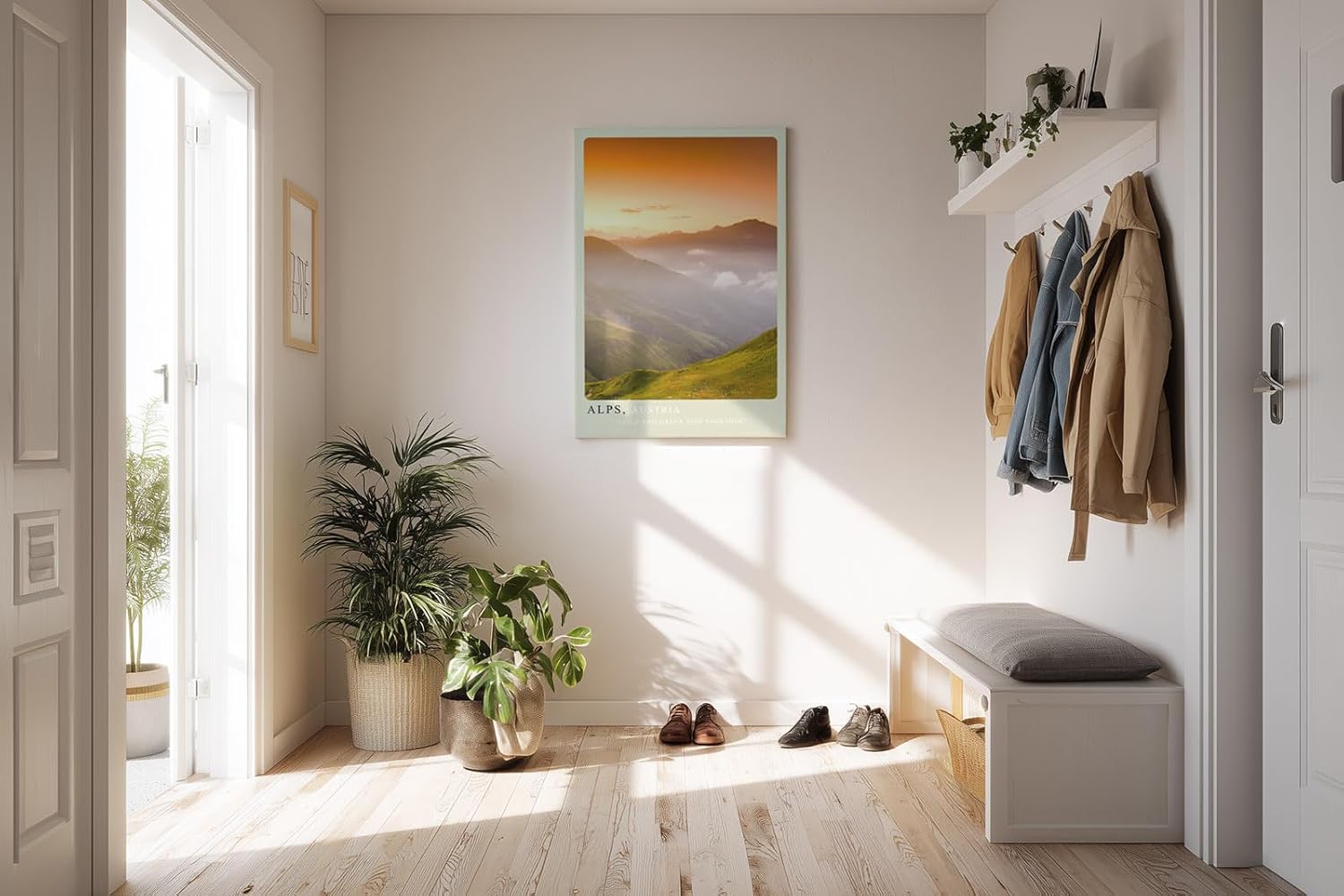 Paul Sinus Kunstdruck 40x60cm Alps – österreichisches Bergpanorama im goldenen Licht der Dämmerung