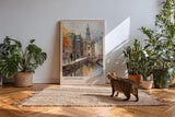 Paul Sinus Kunstdruck 40x60cm Amsterdam Netherlands – Malerische Altstadt an Gracht in herbstlichem Licht mit künstlerischem Flair