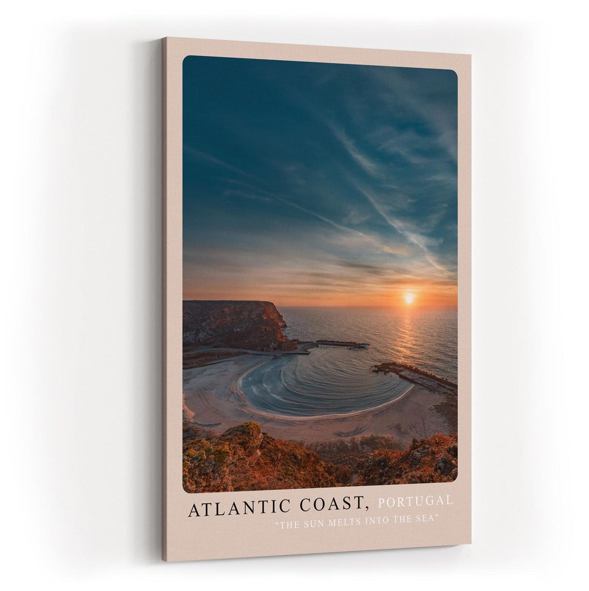 Paul Sinus Kunstdruck 40x60cm Atlantic Coast Portugal – Sonnenuntergang über atlantischer Bucht in dramatischem Licht