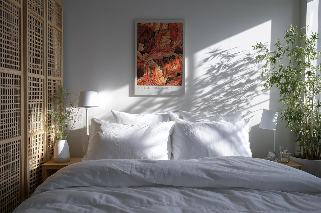 Paul Sinus Kunstdruck 40x60cm Autumn Arabesque herbstliche Blätterpracht in warmen Orange- und Brauntönen mit Ornamentstruktur