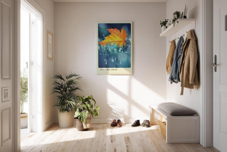 Paul Sinus Kunstdruck 40x60cm Autumn Drop Ahornblatt Wassertropfen Bokeh Makro Kunst Natur