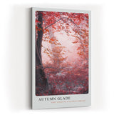 Paul Sinus Kunstdruck 40x60cm Autumn Glade – Waldlandschaft in Rot und Rosa mit Nebelstimmung und herbstlichem Licht
