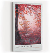 Paul Sinus Kunstdruck 40x60cm Autumn Glade – Waldlandschaft in Rot und Rosa mit Nebelstimmung und herbstlichem Licht