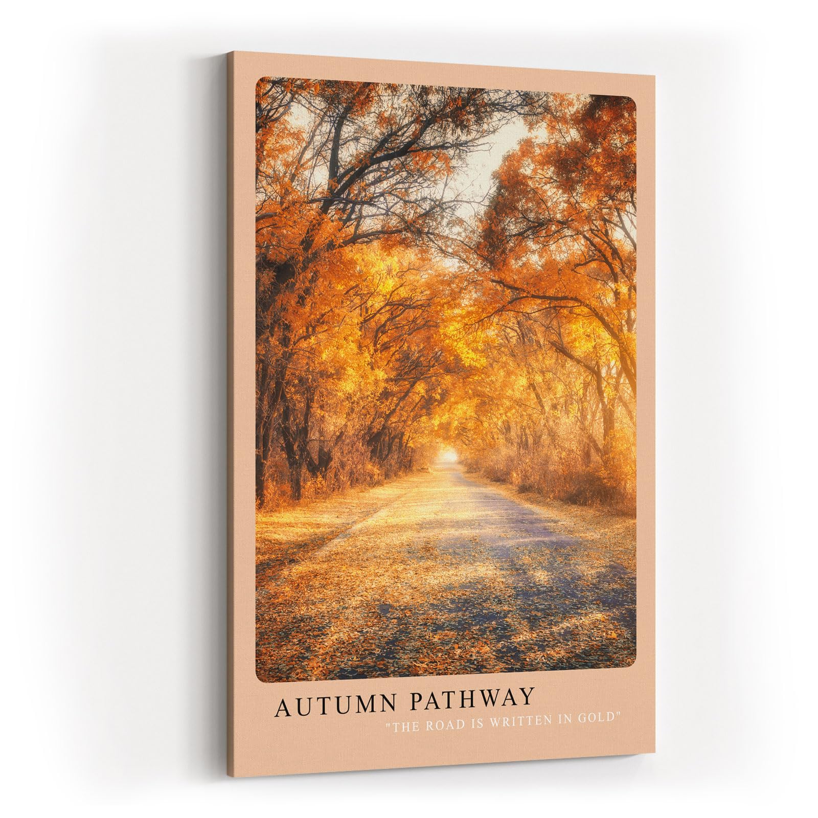 Paul Sinus Kunstdruck 40x60cm Autumn Pathway Herbstlicher Waldweg in Goldtönen The Road is Written in Gold