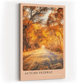 Paul Sinus Kunstdruck 40x60cm Autumn Pathway Herbstlicher Waldweg in Goldtönen The Road is Written in Gold