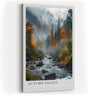 Paul Sinus Kunstdruck 40x60cm Autumn Valley – Herbstliches Flusstal mit buntem Wald und Nebelschwaden in den Bergen