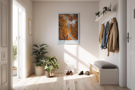 Paul Sinus Kunstdruck 40x60cm Autumn Vein mit Luftaufnahme einer Straße durch herbstlichen Wald
