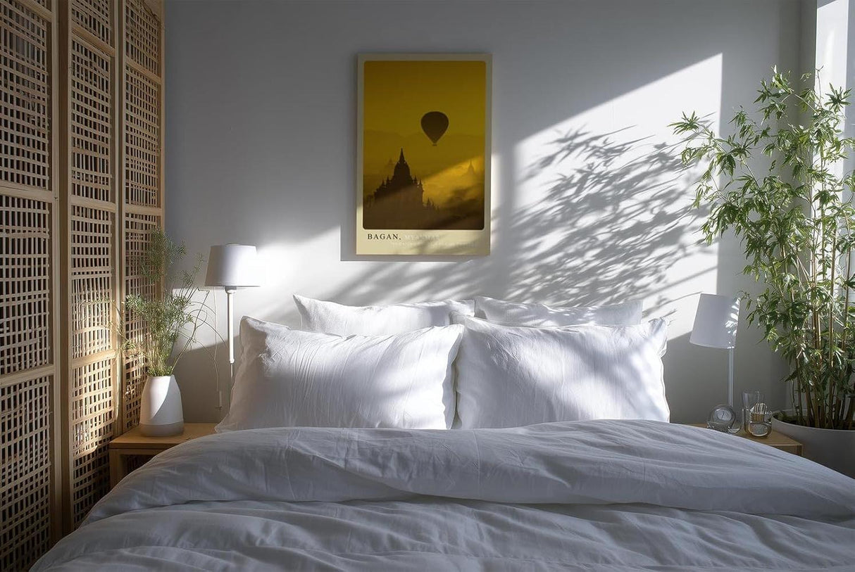 Paul Sinus Kunstdruck 40x60cm Bagan – Heißluftballon über buddhistischen Tempeln bei Sonnenaufgang