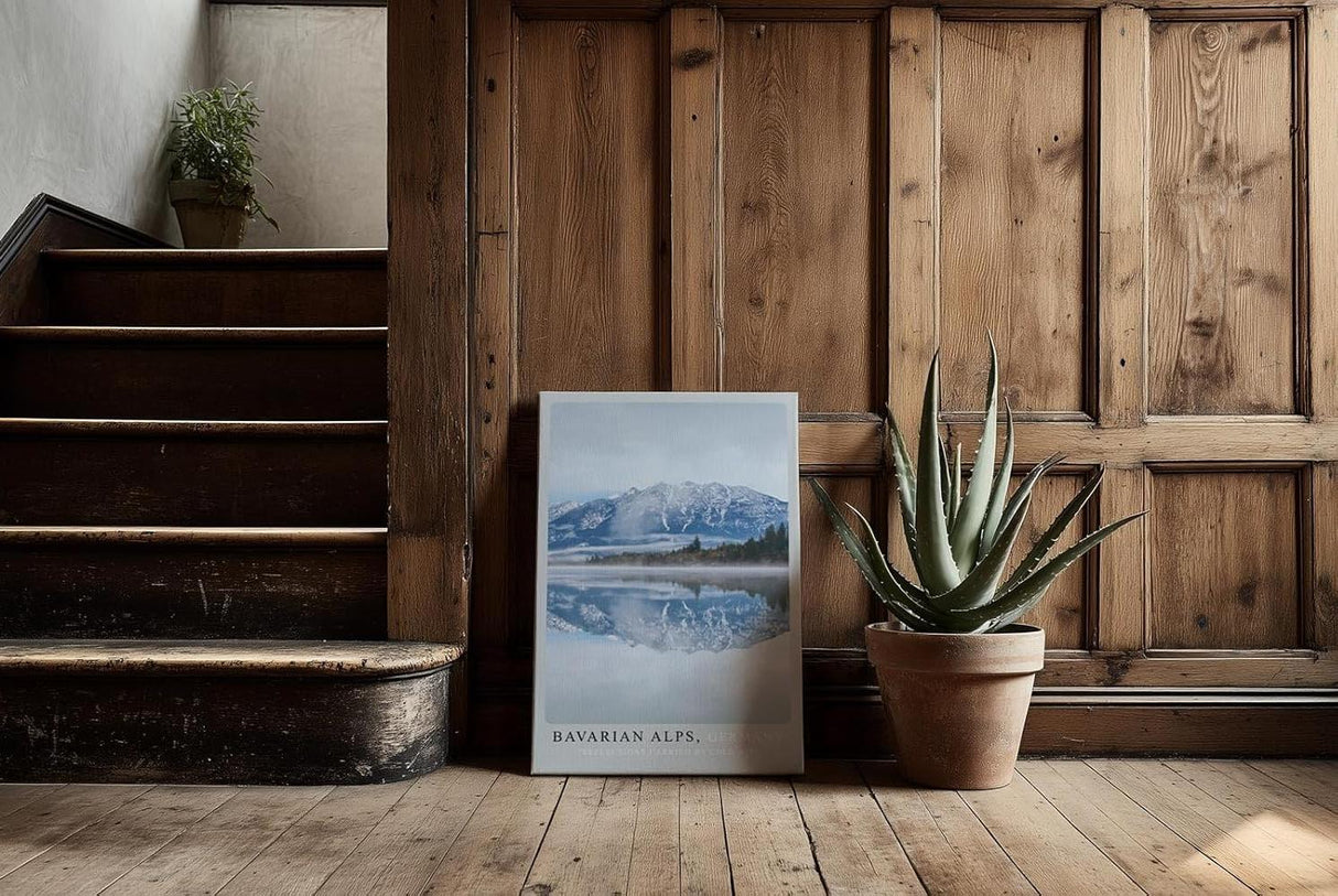Paul Sinus Kunstdruck 40x60cm Bavarian Alps Germany Bergsee Spiegelung Alpen Natur Himmel Schnee